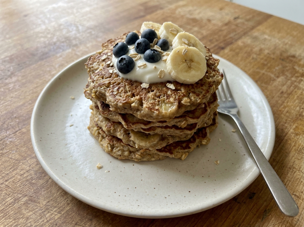 3-Ingredient Banana Oat Pancakes (No Sugar Added)