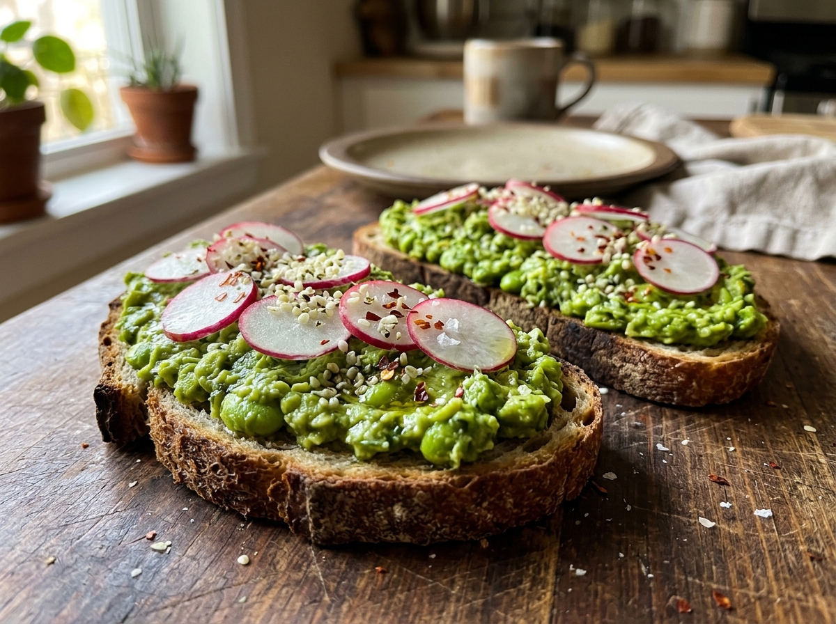 High-Protein Smashed Edamame Toast