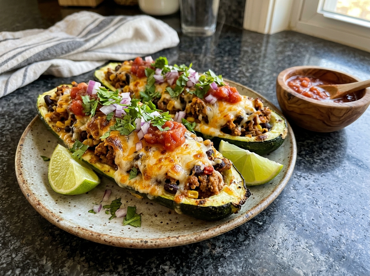 High-Volume Turkey Zucchini Taco Boats