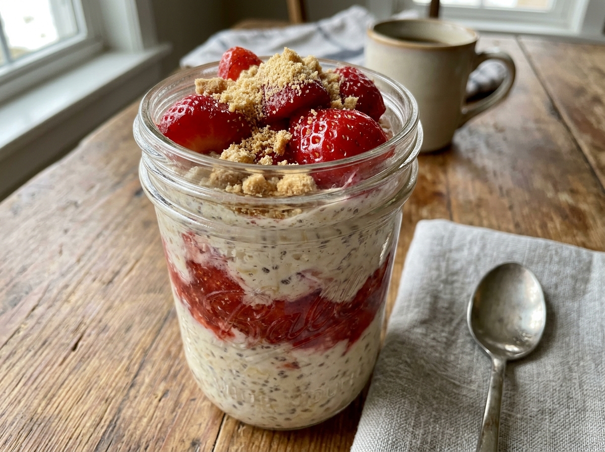Strawberry Cheesecake Overnight Oats (30g Protein)