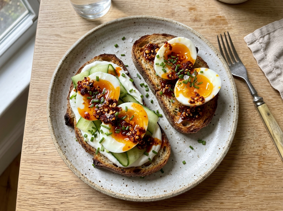 Jammy Egg and Chili Crisp Toast