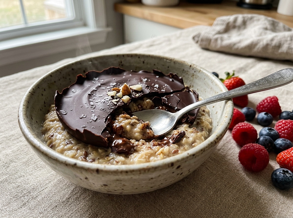 Magic Chocolate Shell Over Oatmeal