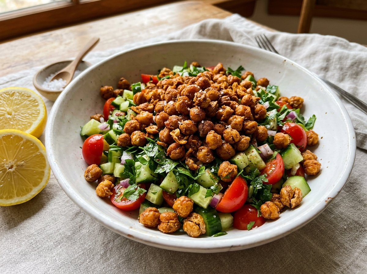 Shattered Crisp Chickpea Mediterranean Salad