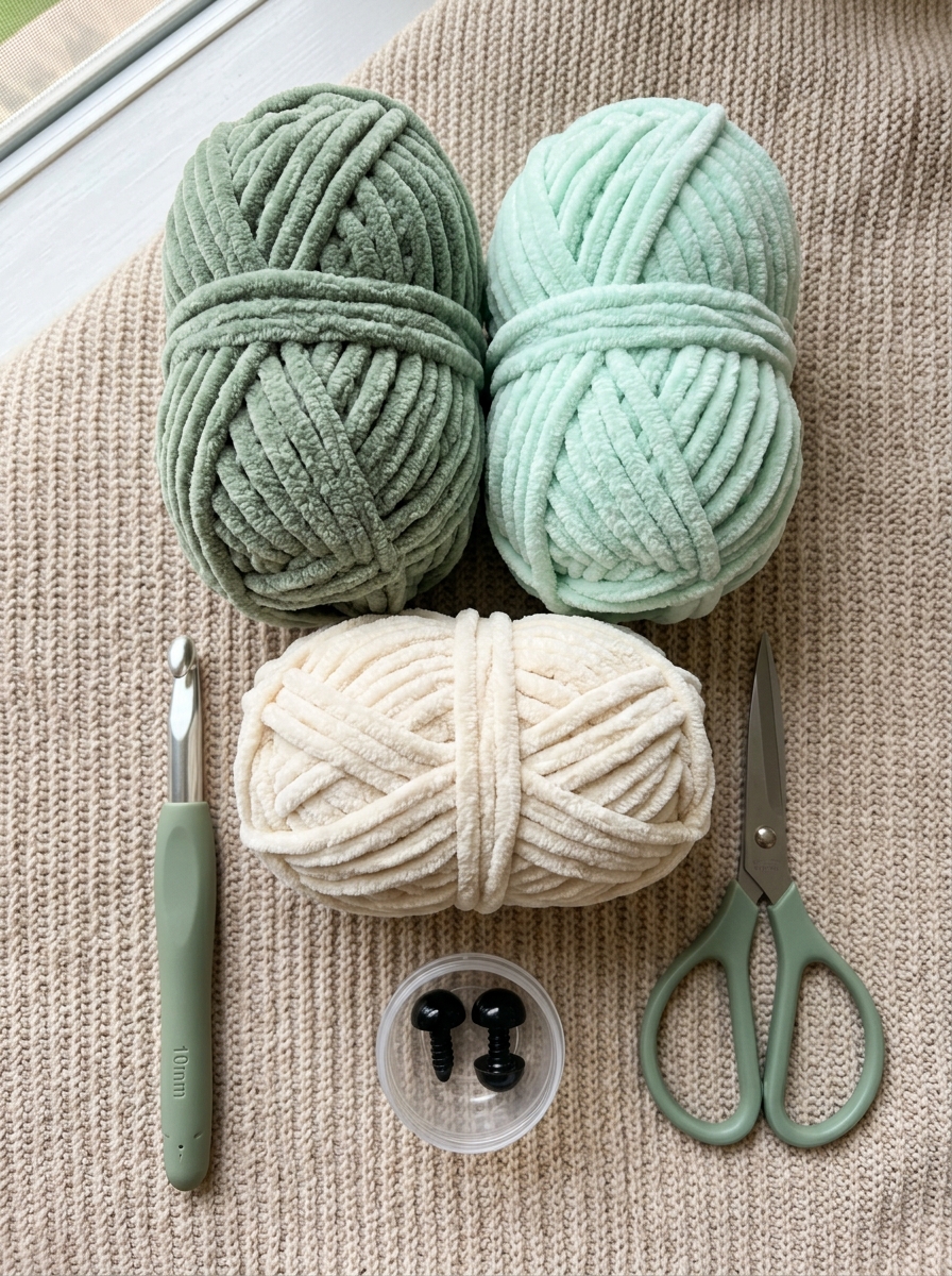Crochet materials needed for Flippy the Turtle