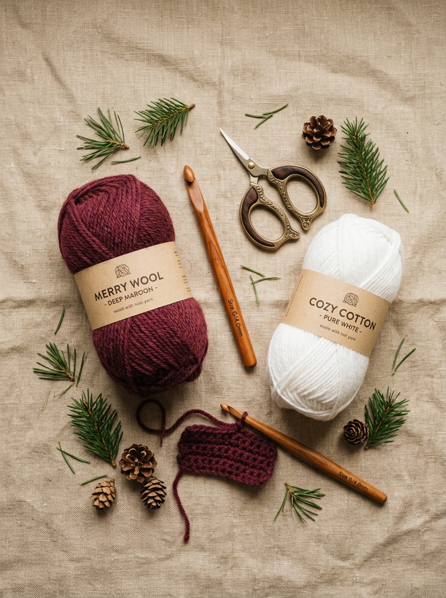 Materials needed for crochet snowflake