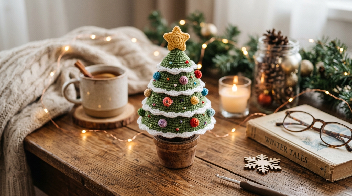 Crochet Little Christmas Tree finished project