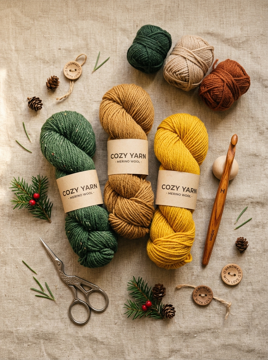 Materials needed for crochet Christmas tree