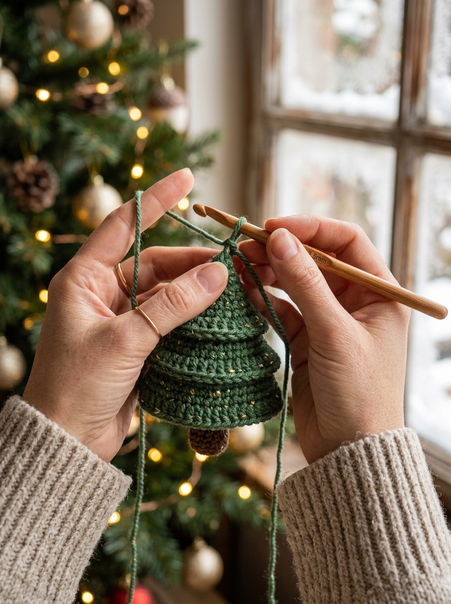 Crocheting the Christmas tree layers